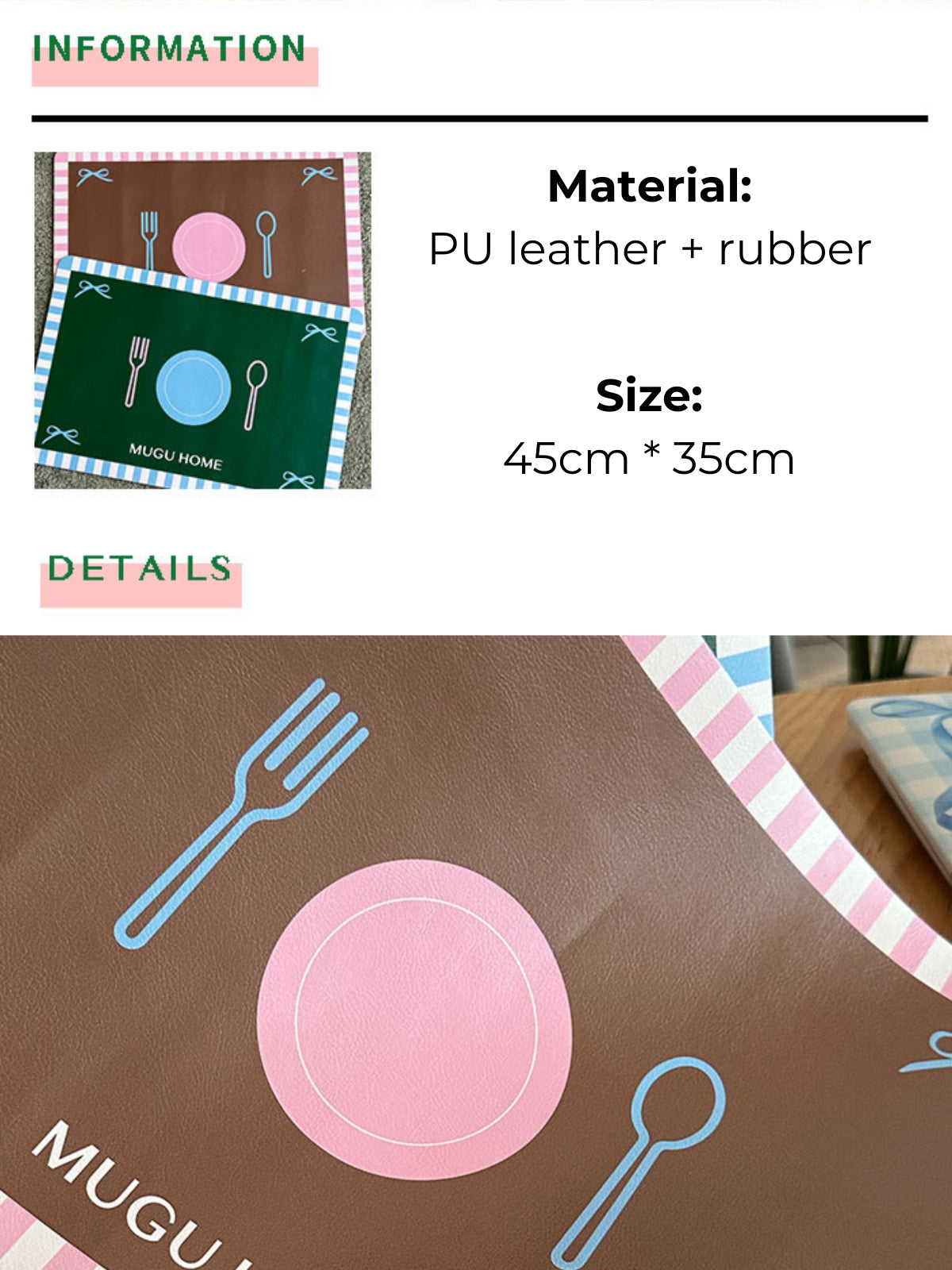 Splashy Chic PU Leather Placemat Set