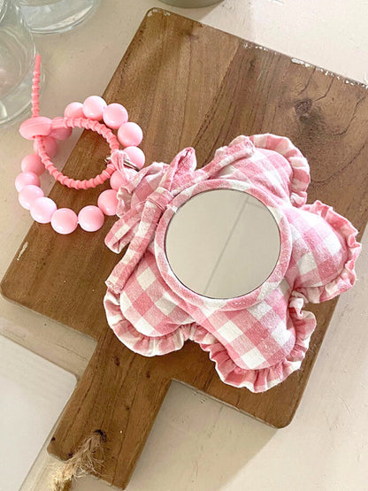 Petal Pink Plaid Mirror Charm