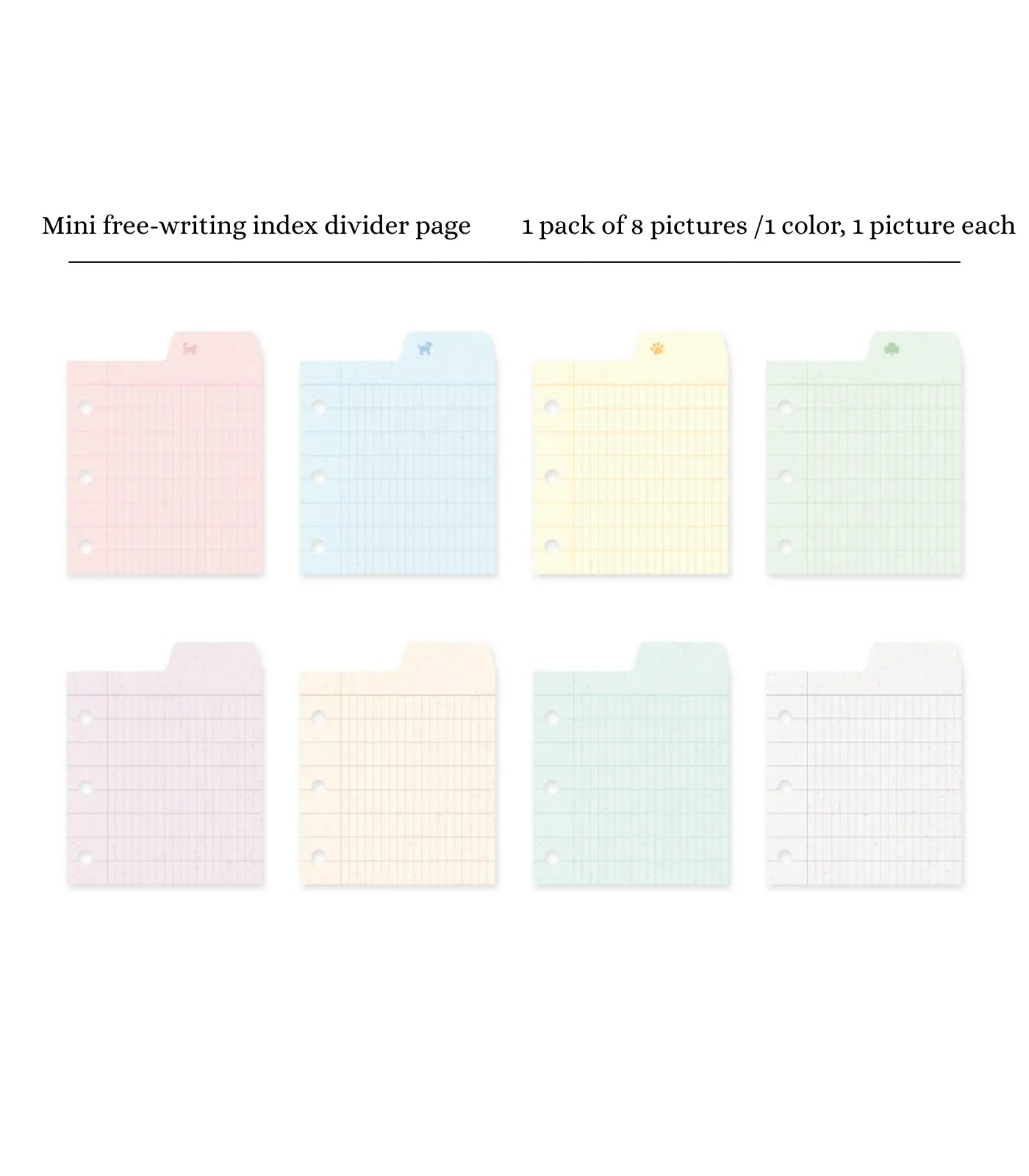 Mini Index Divider Pages 3 Hole Monthly Calendar & Free Note Tabs