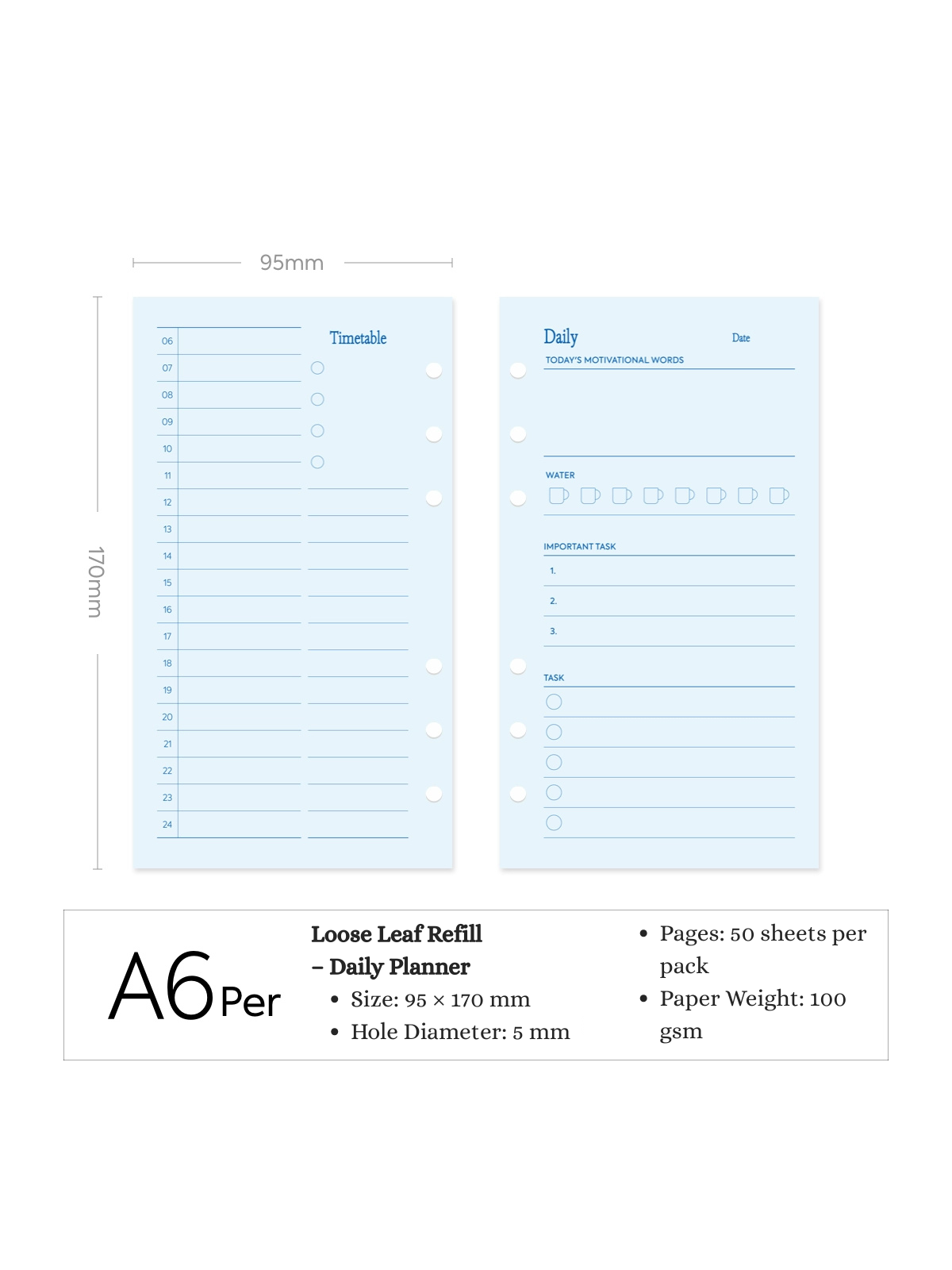 Refill Paper Inserts – A7 / M5 / A6 Sizes | Daily, Weekly, Monthly Planners & More