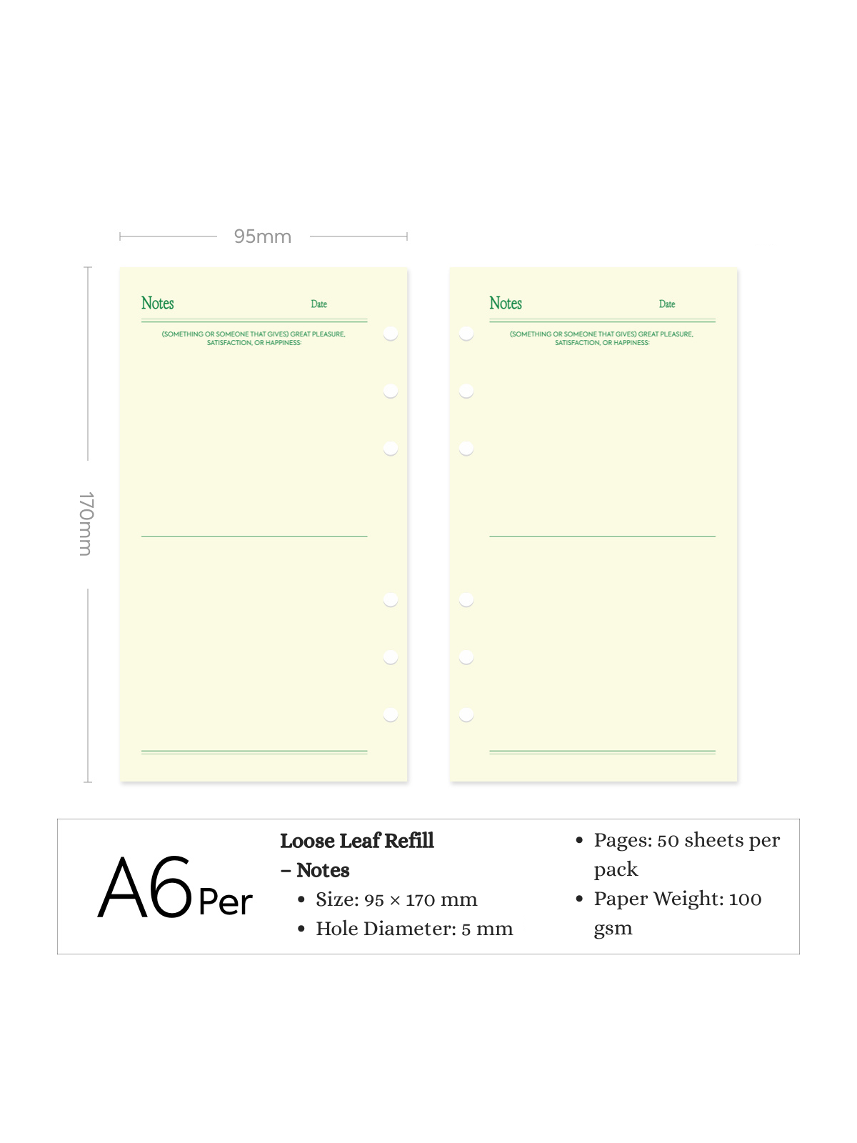 Refill Paper Inserts – A7 / M5 / A6 Sizes | Daily, Weekly, Monthly Planners & More