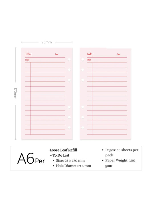 Refill Paper Inserts – A7 / M5 / A6 Sizes | Daily, Weekly, Monthly Planners & More ChicChoi
