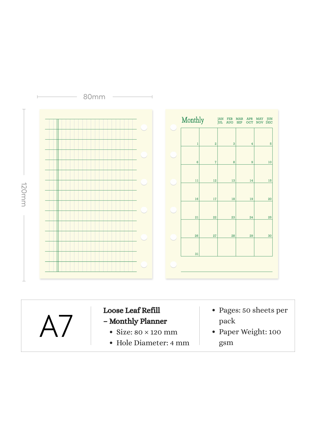 Refill Paper Inserts – A7 / M5 / A6 Sizes | Daily, Weekly, Monthly Planners & More