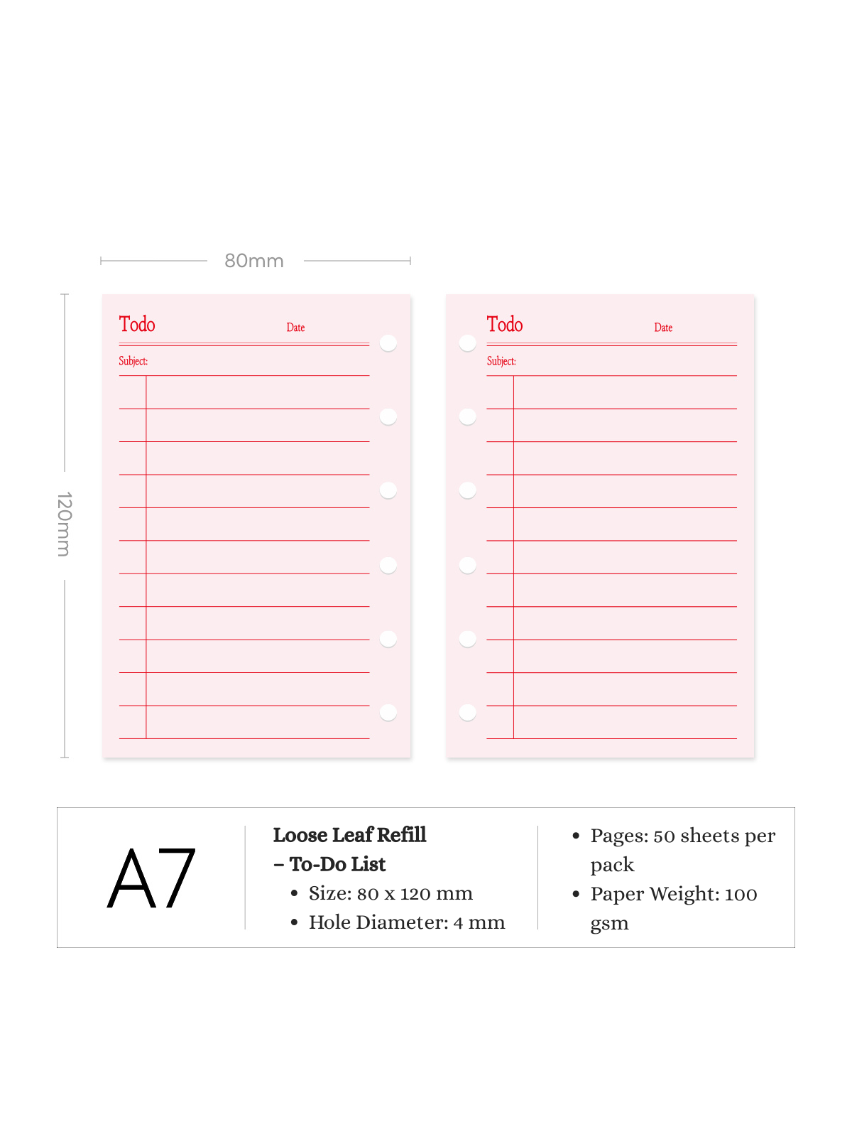 Refill Paper Inserts – A7 / M5 / A6 Sizes | Daily, Weekly, Monthly Planners & More