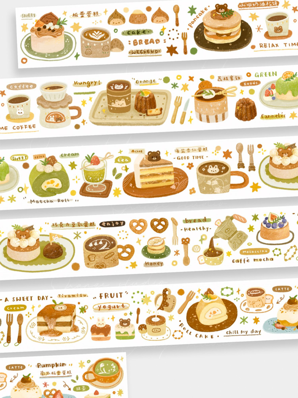 Original Letter Breakfast Afternoon Tea Washi Tape with Special ink