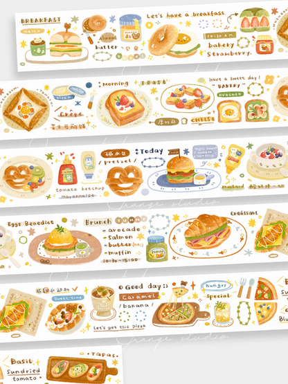 Original Letter Breakfast Afternoon Tea Washi Tape with Special ink