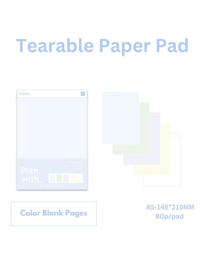 Tearable 5-Color Inner Page Note Pads with Thick Bottom