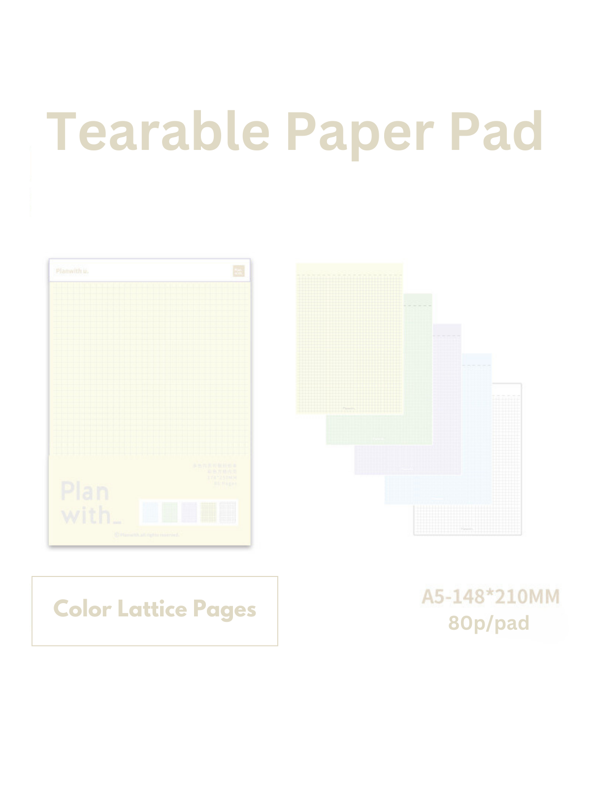 Tearable 5-Color Inner Page Note Pads with Thick Bottom