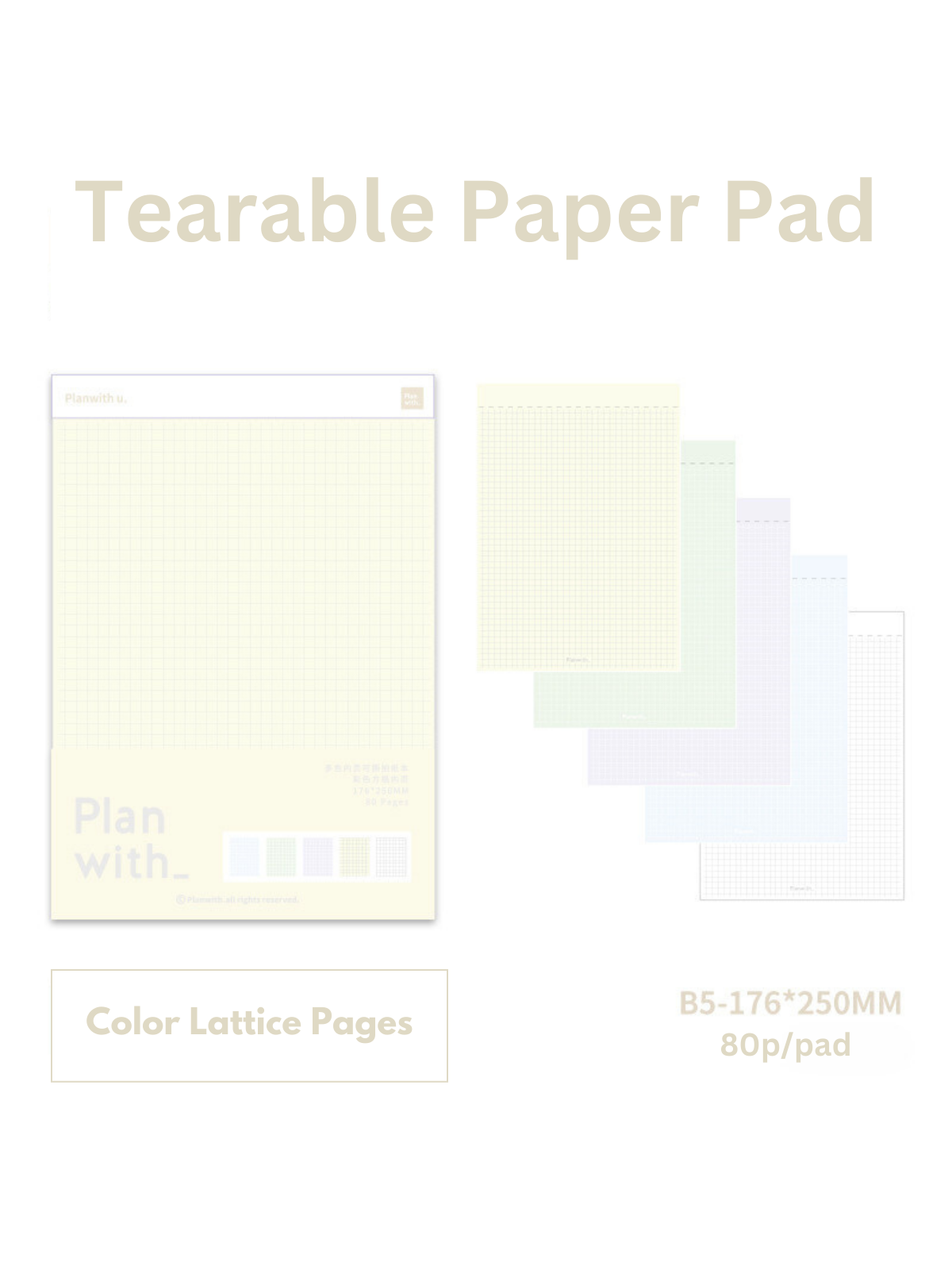 Tearable 5-Color Inner Page Note Pads with Thick Bottom