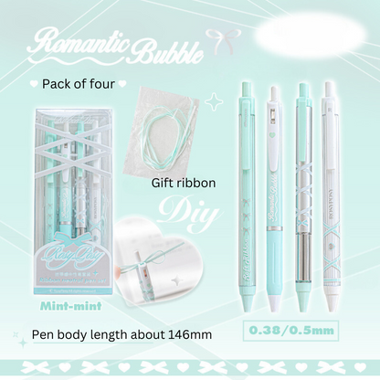 4pcs Soft Ribbon Gel Pens Set 0.38mm/0.5mm Ballpoint