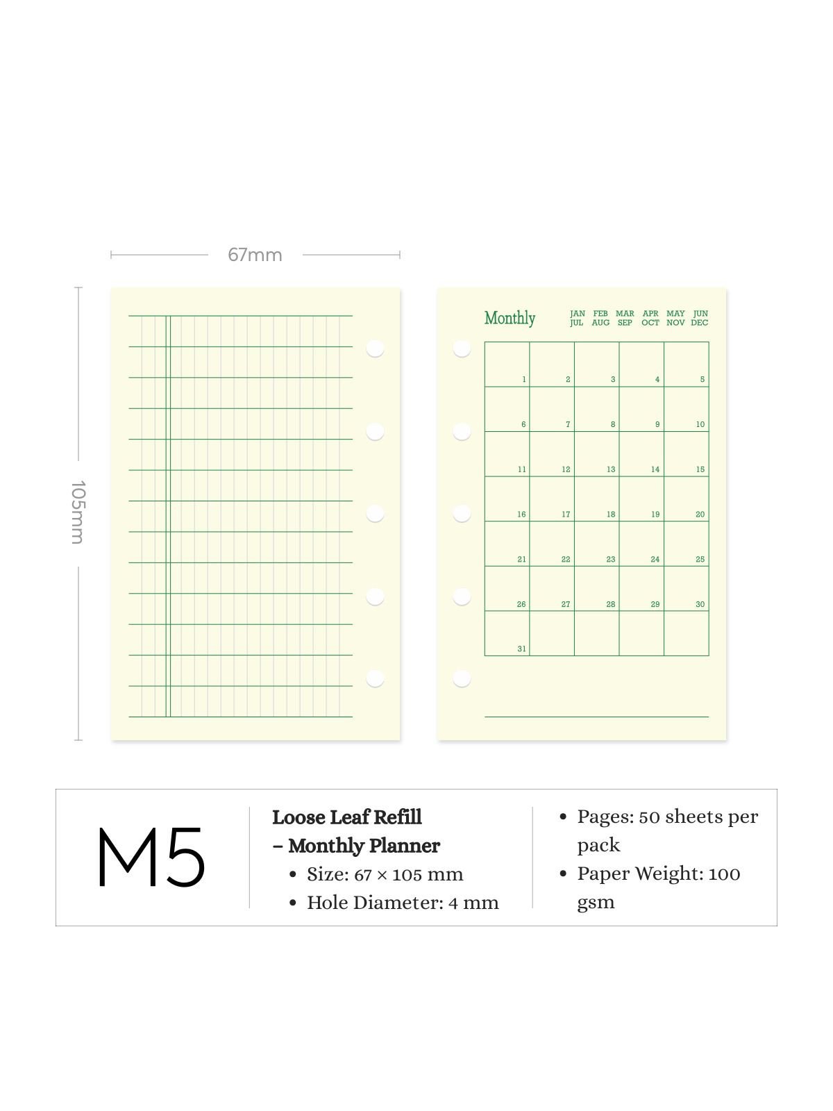 Refill Paper Inserts – A7 / M5 / A6 Sizes | Daily, Weekly, Monthly Planners & More