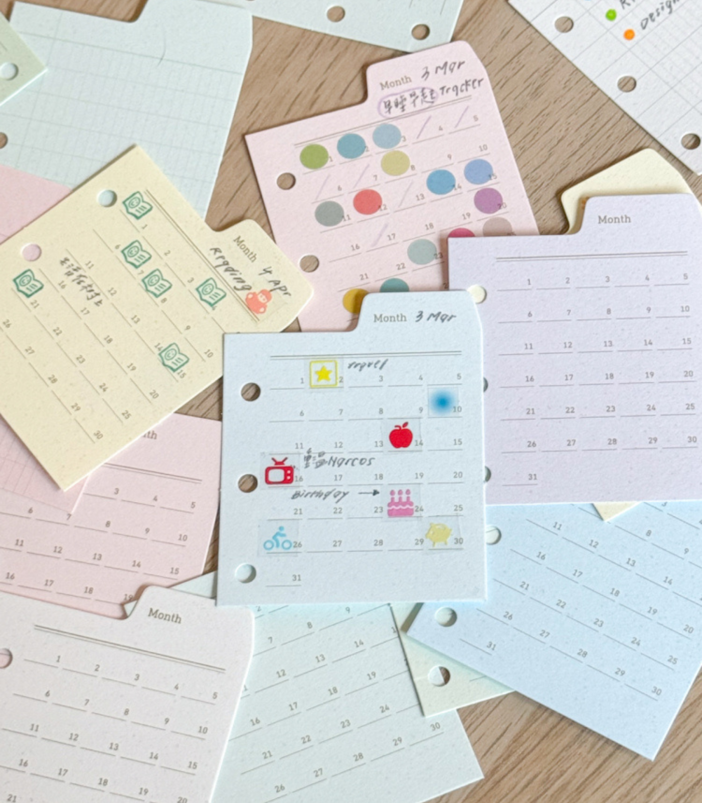 Mini Index Divider Pages | 3-Hole Monthly Calendar & Free Note Tabs
