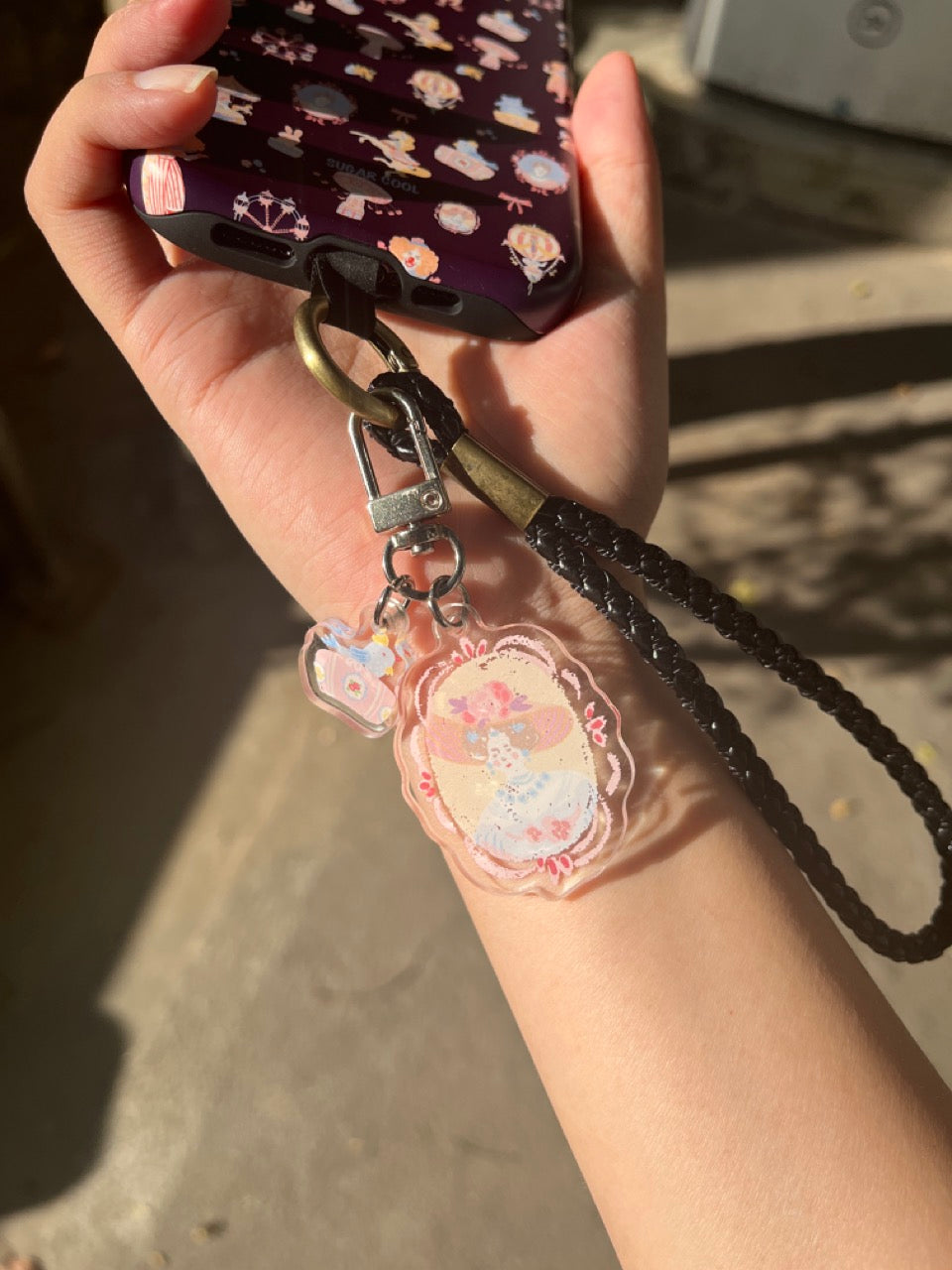 Retro PU Leather Braided Phone Strap with Charms