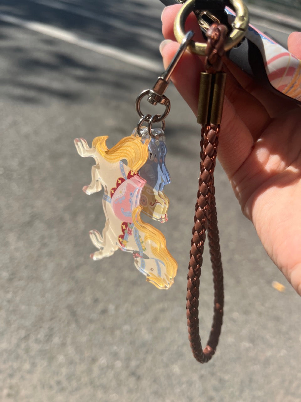 Retro PU Leather Braided Phone Strap with Charms