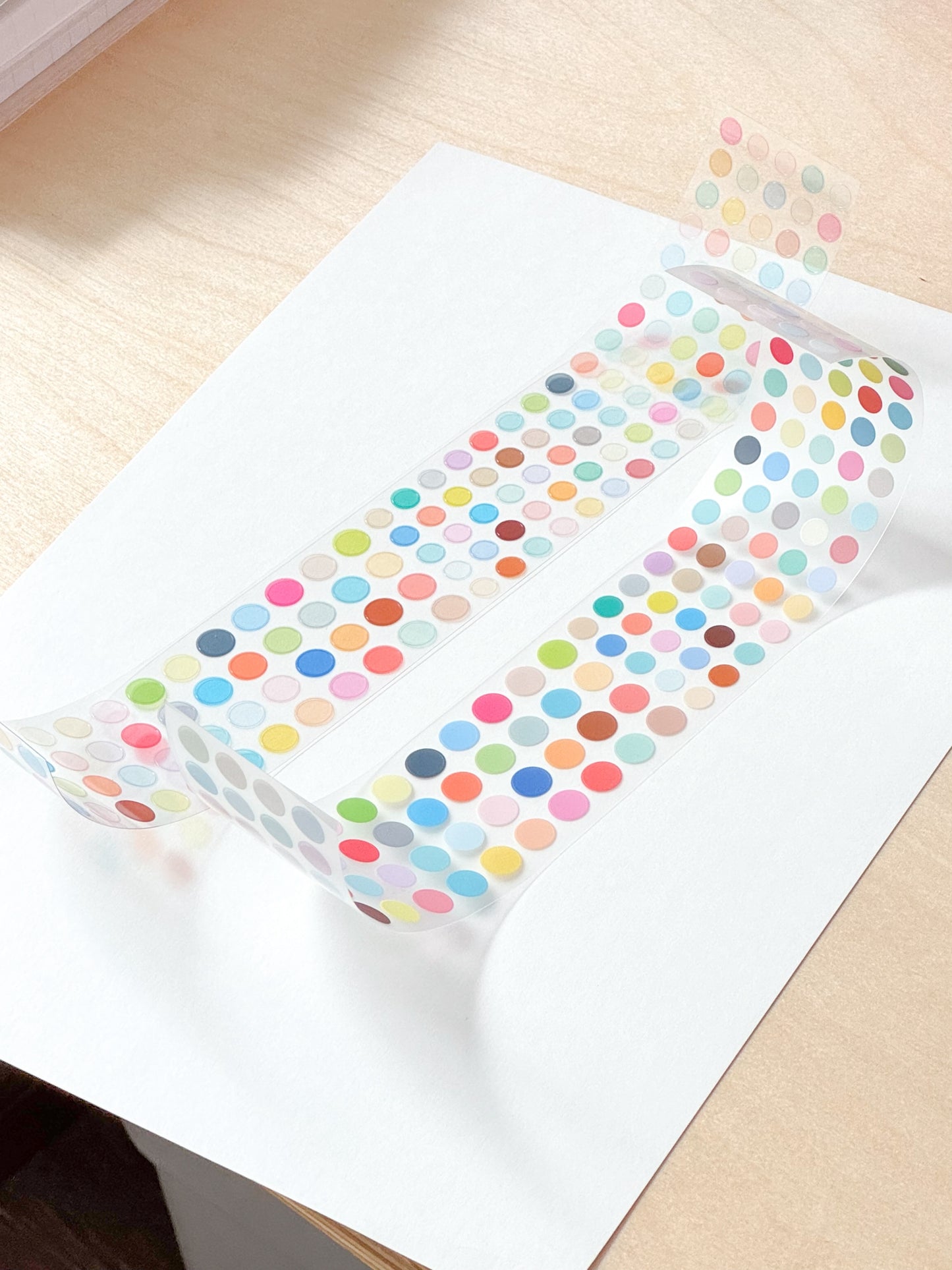 Original Design Double Through-Cut Film Tape Basic Dot Pull-Strip Square Sticker Roll