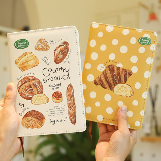 Bread Baking Illustration A5 PU Leather Notebook