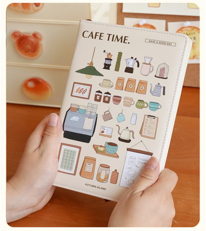 Coffee Time Illustration A5 PU Leather Notebook