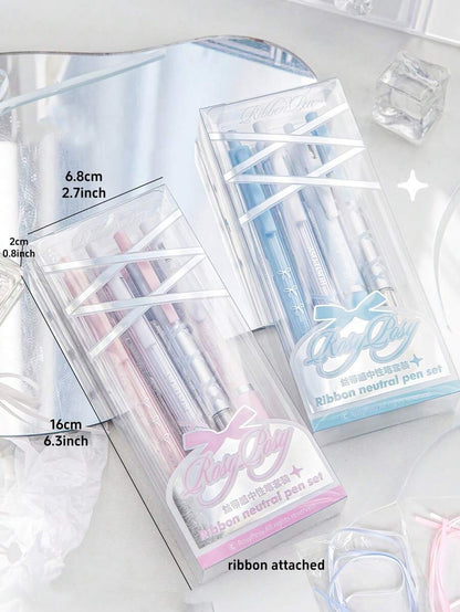 4pcs Soft Ribbon Gel Pens Set 0.38mm/0.5mm Ballpoint