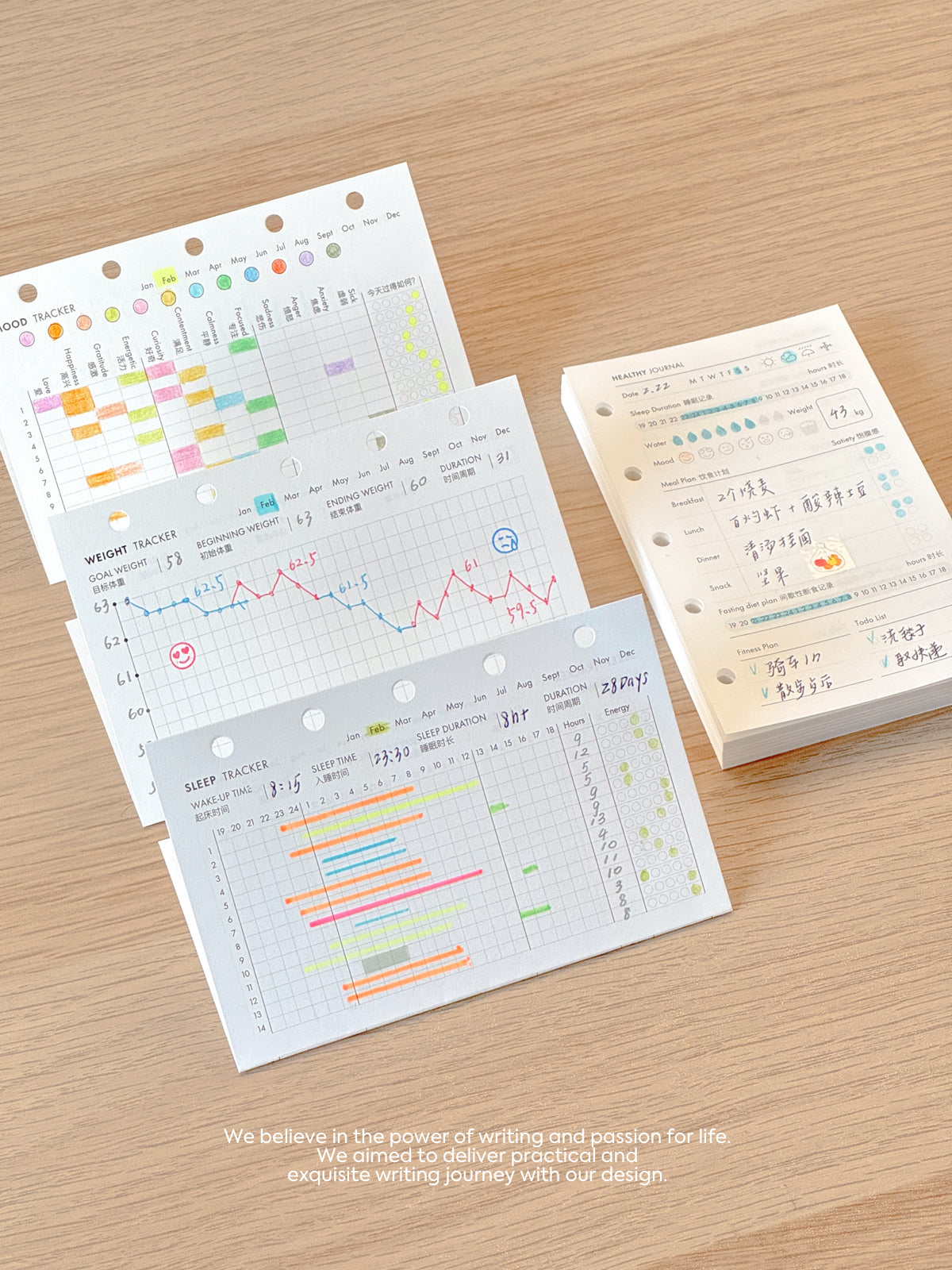 M5/A7 Bi-Fold Loose-Leaf Paper Core | Sleep, Weight & Wellness Management