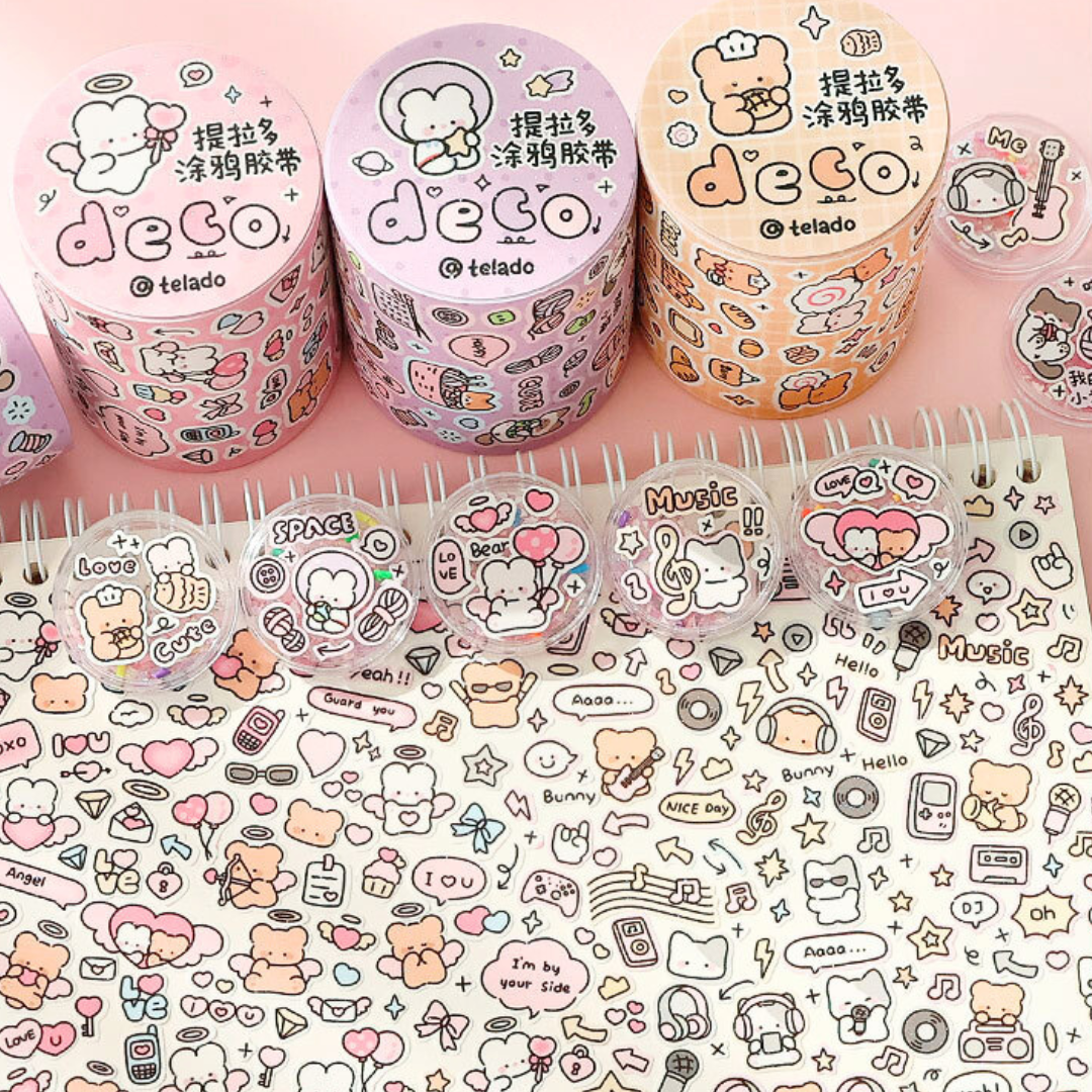 Colorful Graffiti Sticker Roll - Cute Cartoon Decorative Tape
