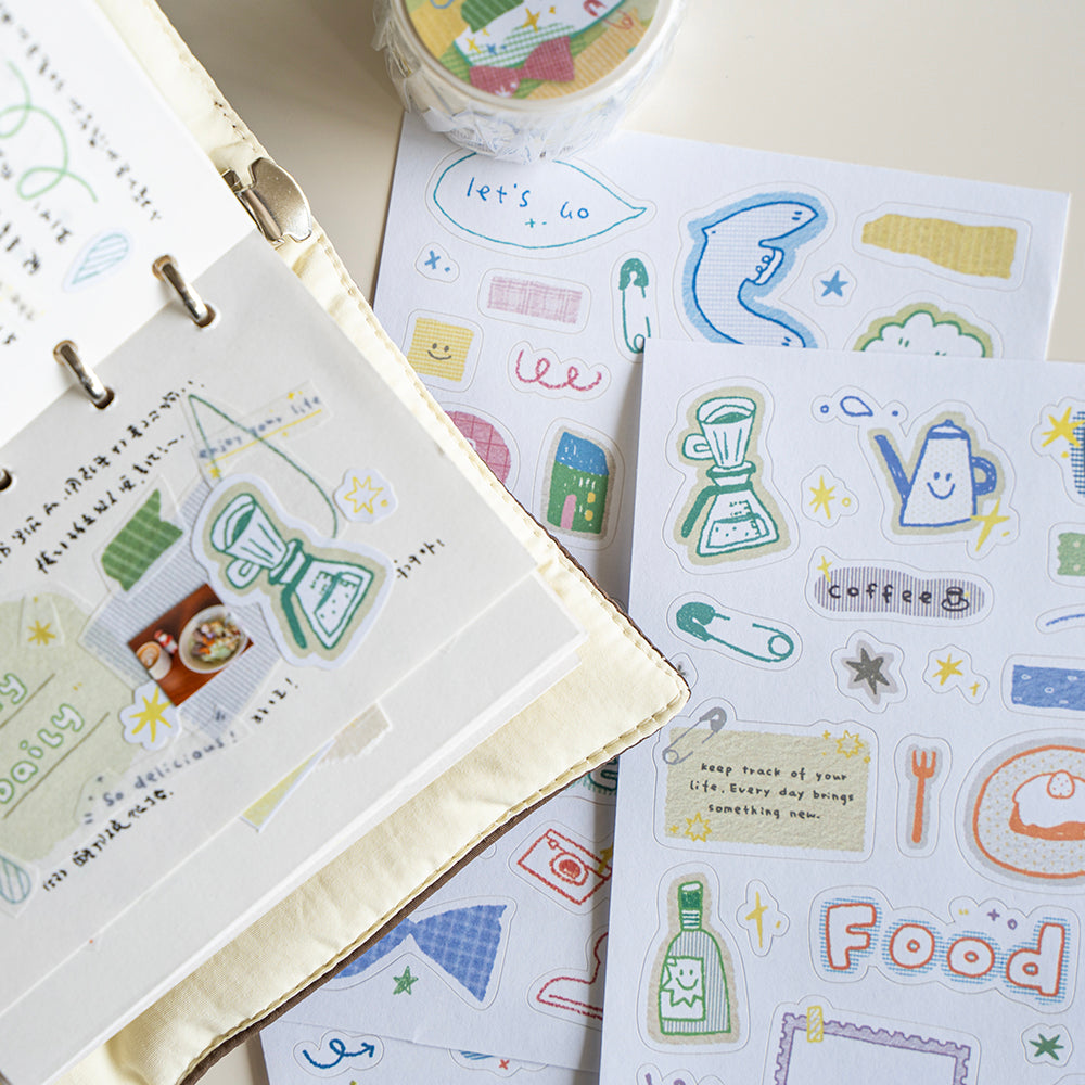 Background Pattern & Doodle Decorative Washi Tape and Sticker