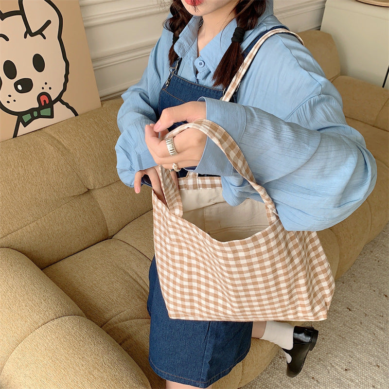 Large Capacity Classic Plaid Canvas Bag