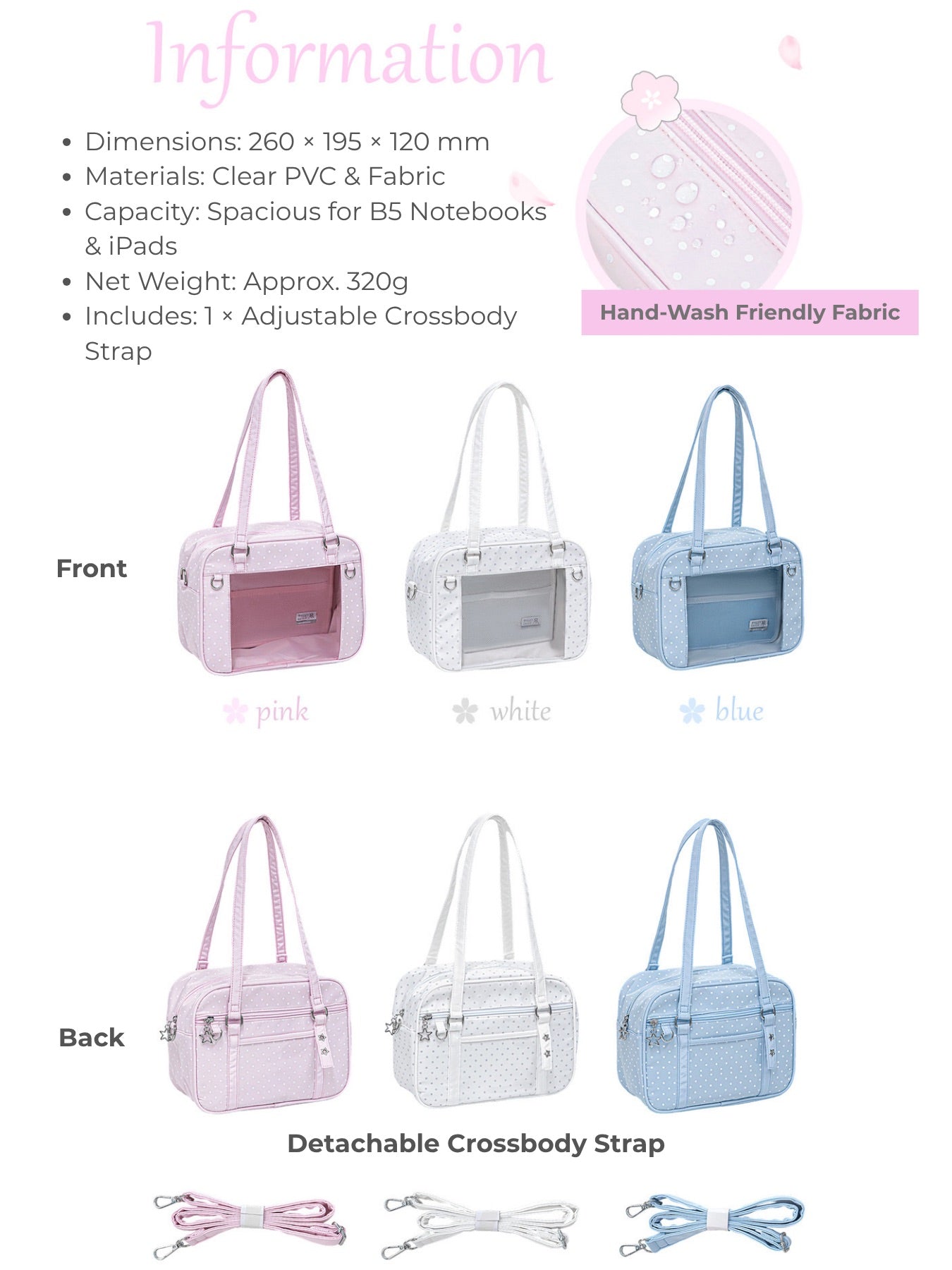 Clear Window Doll Carrier Ita Tote Bag