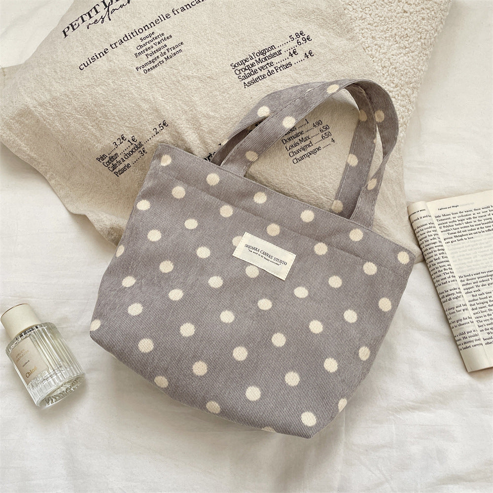 Corduroy Floral Tote Bag - Fits A4 Books & Bento Boxes