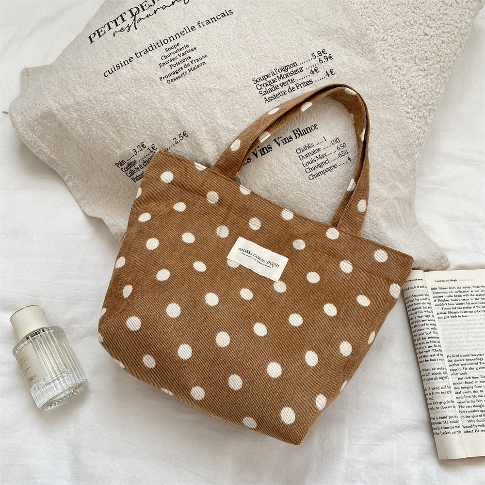 Corduroy Floral Tote Bag - Fits A4 Books & Bento Boxes