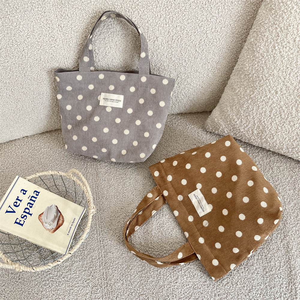 Corduroy Floral Tote Bag - Fits A4 Books & Bento Boxes