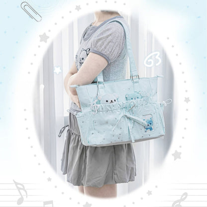 Starry Ribbon Aesthetic Canvas Tote Bag