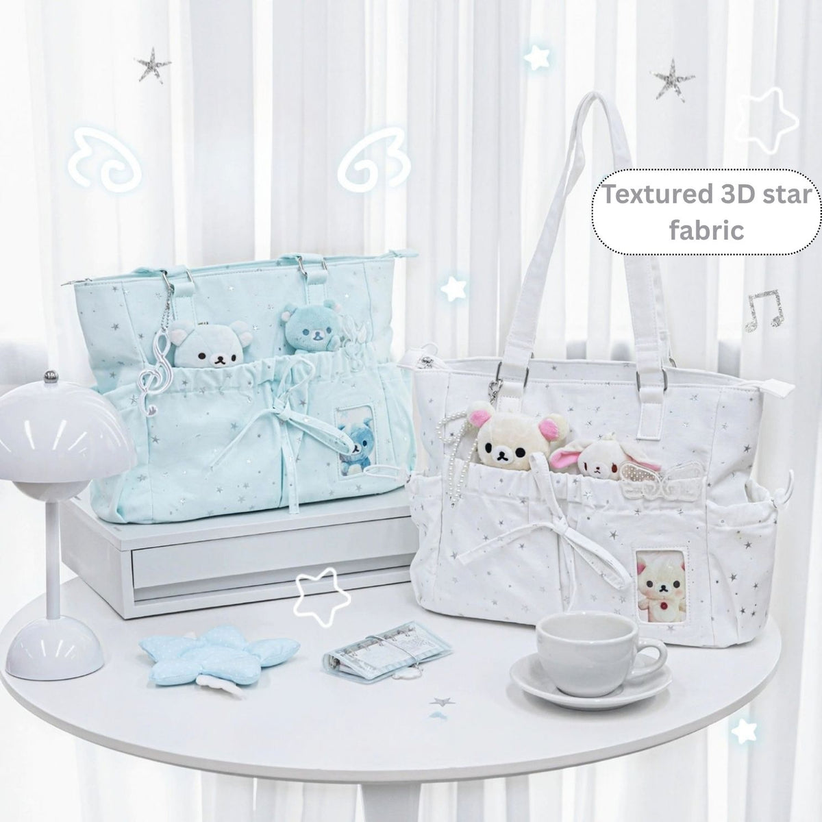 Starry Ribbon Aesthetic Canvas Tote Bag