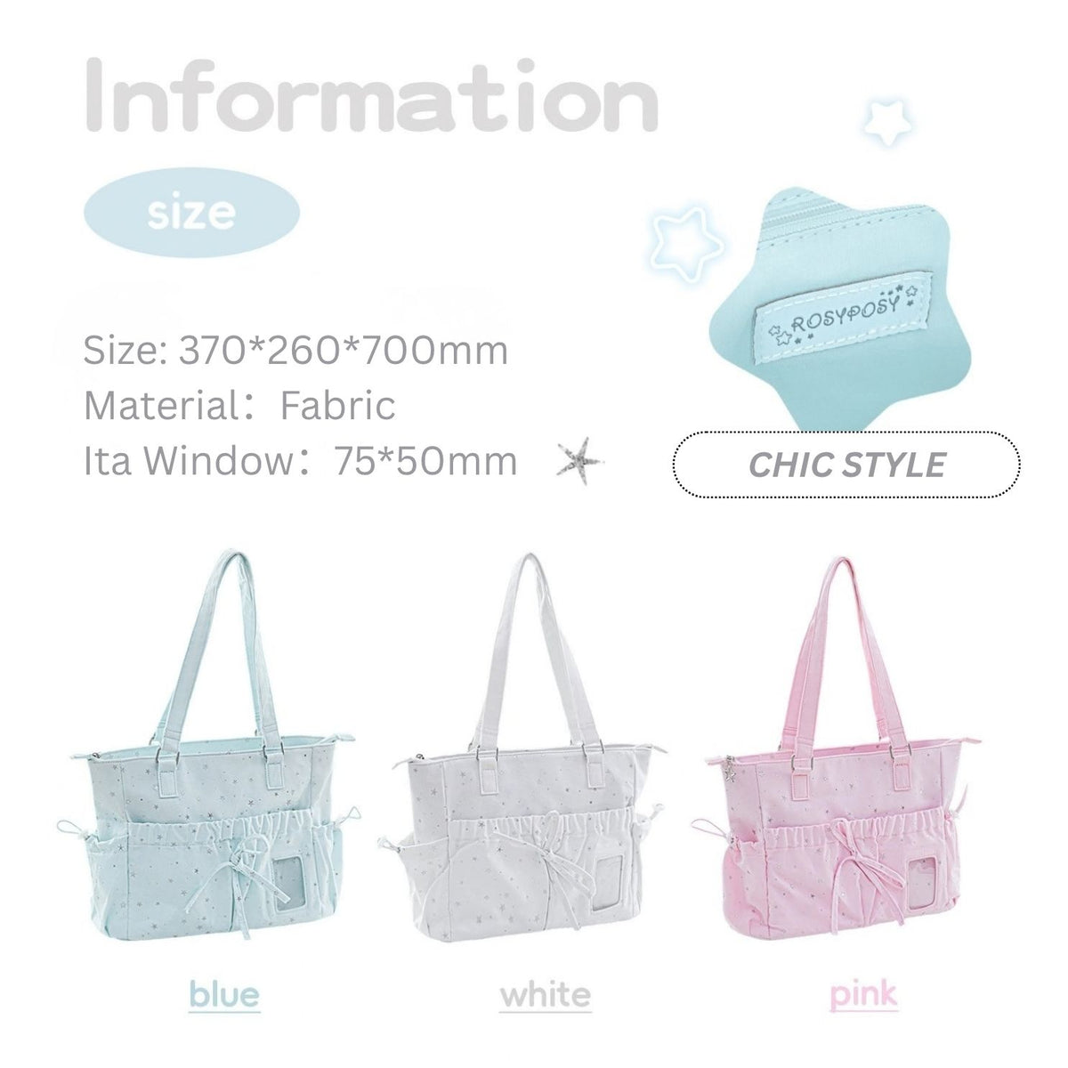 Starry Ribbon Aesthetic Canvas Tote Bag