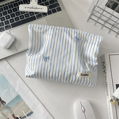 Cozy Gingham & Embroidery Storage Pouch