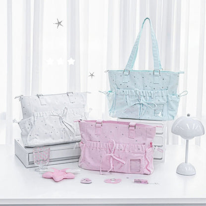 Starry Ribbon Aesthetic Canvas Tote Bag