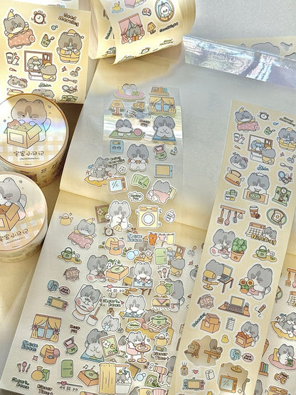 Homebody Cat Diary Synthetic Paper Sticker Roll