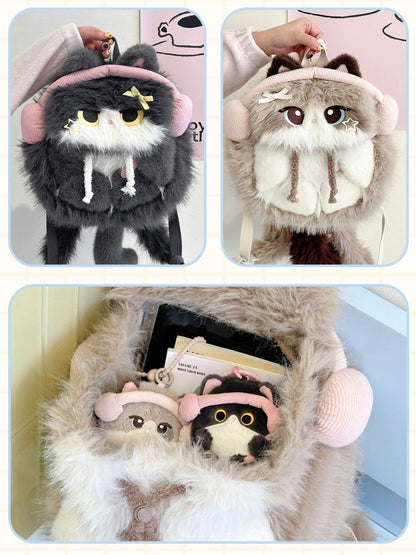 Headphone Cat Plush Backpack