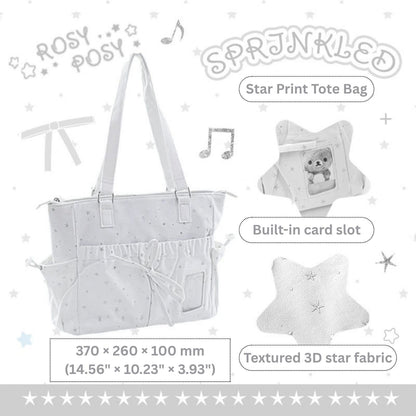 Starry Ribbon Aesthetic Canvas Tote Bag