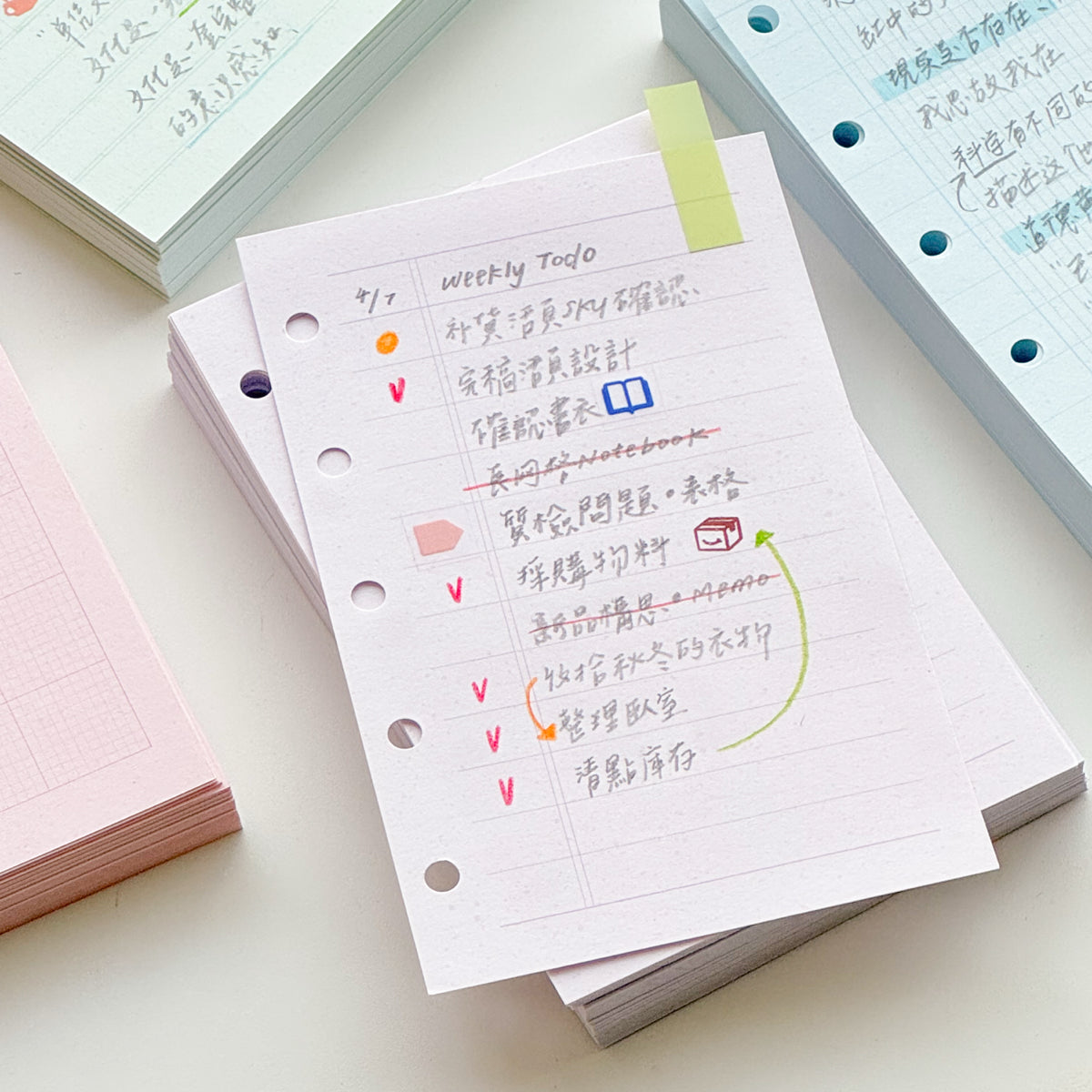 Five-Color Writing Set – Loose Leaf Paper Refills for M5 / A7