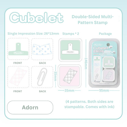 Cubelet Versatile Dual-Sided 4-in-1 Pre-Inked Stamp