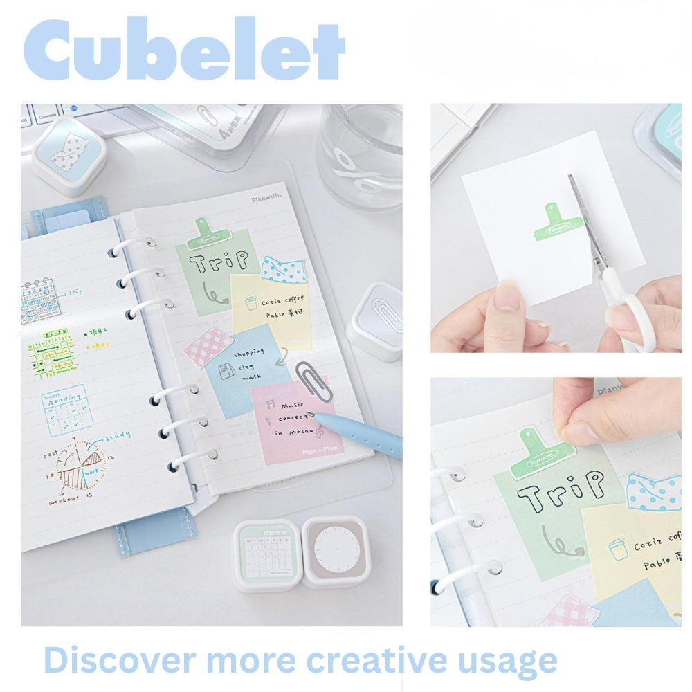 Cubelet Versatile Dual-Sided 4-in-1 Pre-Inked Stamp