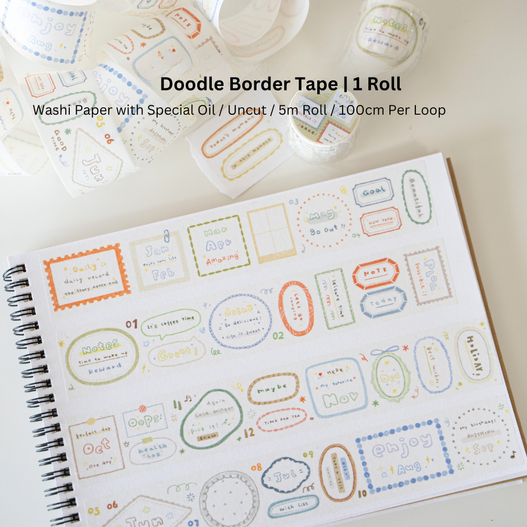 Writing Notes & Doodle Border Washi Tapes & Die-cut Stickers