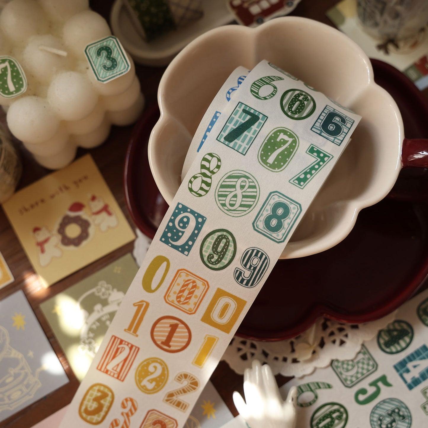 Number Match Stickers – Die-Cut Washi & PET Rolls