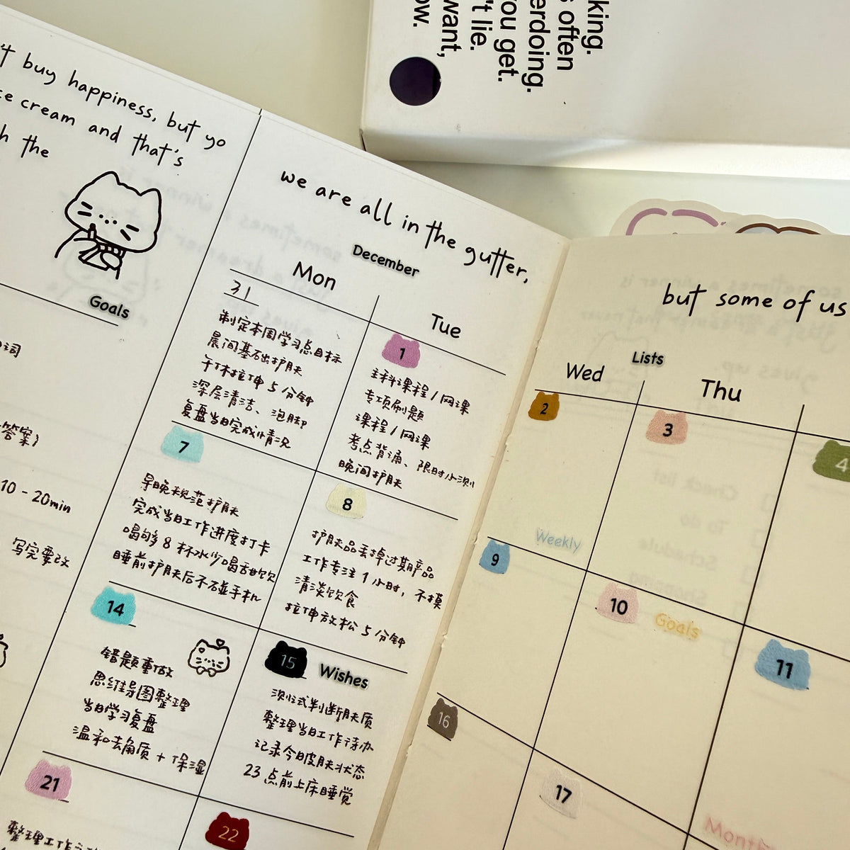 Undated Yearly Comic Cat B6 Bullet Journal Planner