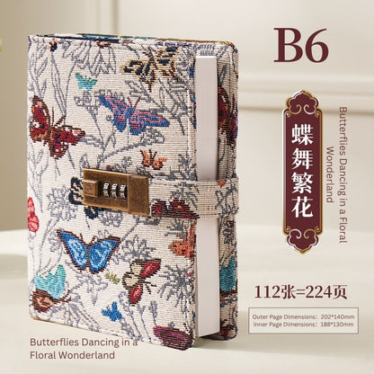 Secret Garden B6 Fabric Vintage Code Lock Journal