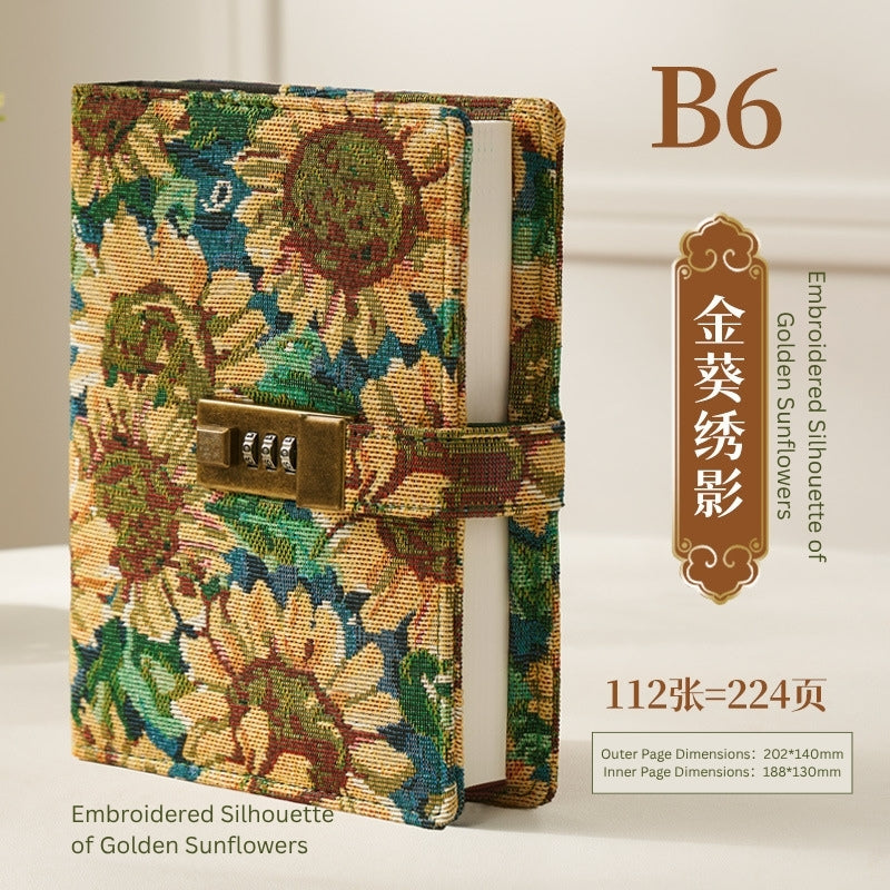 Secret Garden B6 Fabric Vintage Code Lock Journal