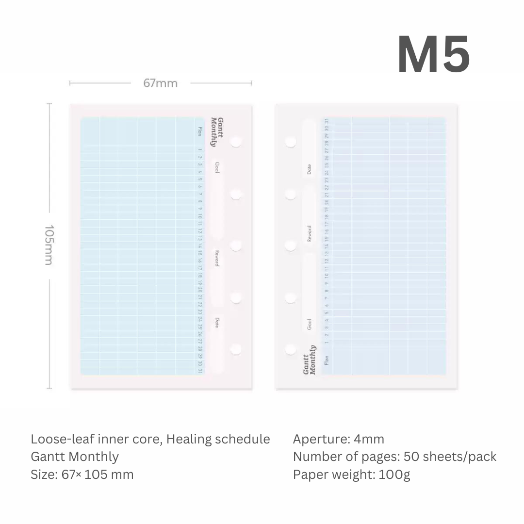 Loose-leaf A7/M5 Paper Refill  Original Design Function Schedule Plan