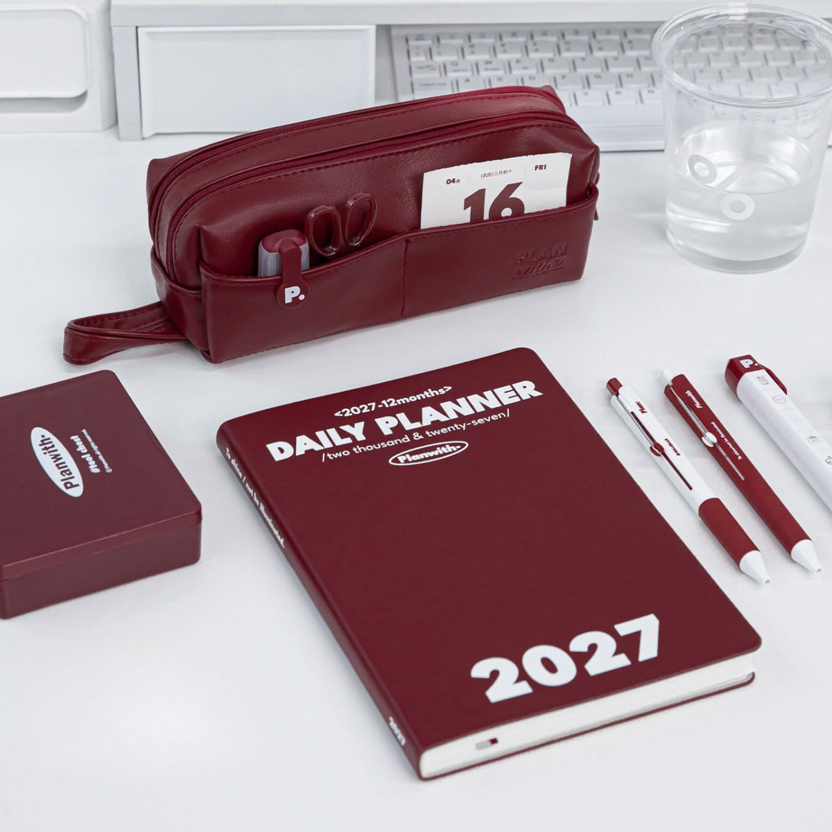 Dual-Opening PU Leather Pencil Case
