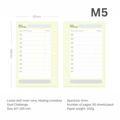 Loose-leaf A7/M5 Paper Refill  Original Design Function Schedule Plan