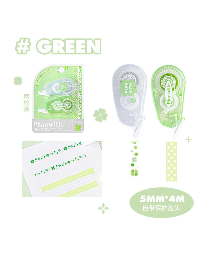 Lucky Clover PET Decorative Tape for Journaling & Note-Taking